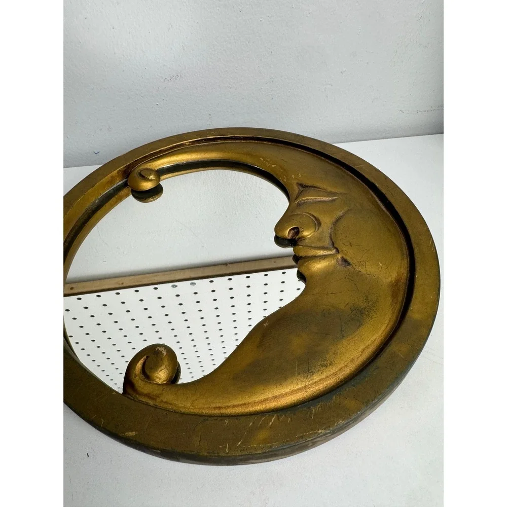 Vtg 90s Celestial Crescent Moon Face Mirror Taiwan Whimsigoth Gothic Witchy 9.5